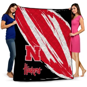 nebraska cornhuskers stroke art red white quilt blanket best selling