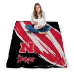 nebraska cornhuskers stroke art red white quilt blanket best selling
