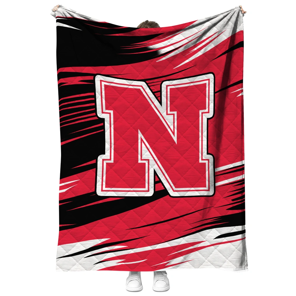nebraska cornhuskers wild lines red white quilt blanket fashion forward