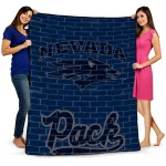 nevada wolf pack brick grid blue quilt blanket best selling