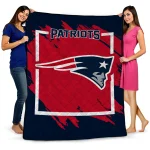 new england patriots block border blue quilt blanket best selling