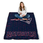 new england patriots brick grid blue quilt blanket best selling