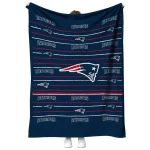 new england patriots handdrawn stripes blue quilt blanket best selling