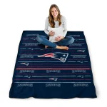 new england patriots handdrawn stripes blue quilt blanket best selling