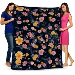new england patriots hibiscus foliage blue quilt blanket best selling