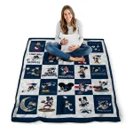 new england patriots mickey pattern blue white quilt blanket best selling