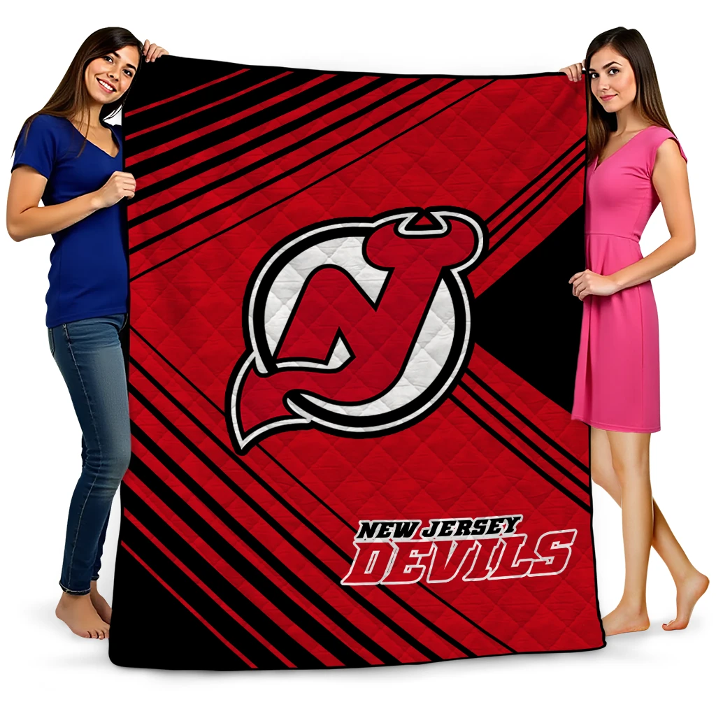 new jersey devils arrow layers red quilt blanket best selling