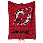new jersey devils brick grid red quilt blanket best selling
