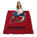 new jersey devils brick grid red quilt blanket best selling