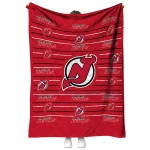 new jersey devils handdrawn stripes red quilt blanket best selling