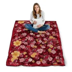 new jersey devils hibiscus foliage red quilt blanket best selling