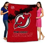 new jersey devils nhl shield red quilt blanket best selling