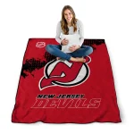 new jersey devils nhl shield red quilt blanket best selling