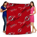 new jersey devils sketch lines red quilt blanket best selling
