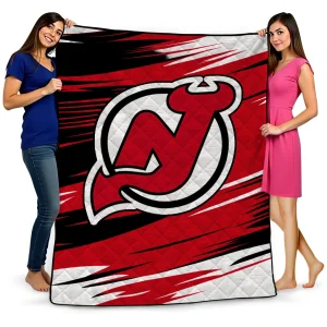 new jersey devils wild lines red white quilt blanket best selling