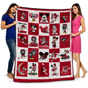 new mexico lobos mickey mouse motif red white quilt blanket best selling