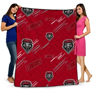 new mexico lobos sketch lines red quilt blanket best selling