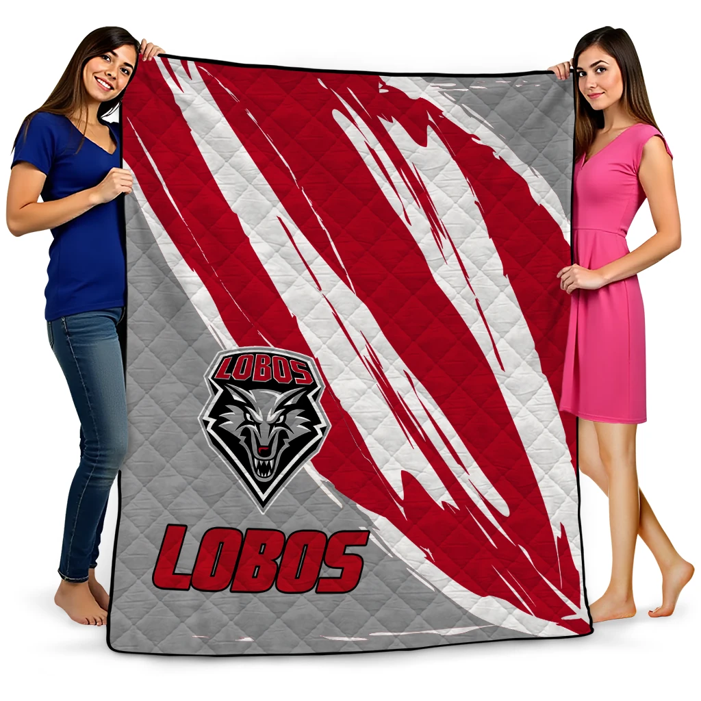 new mexico lobos stroke art red white quilt blanket best selling