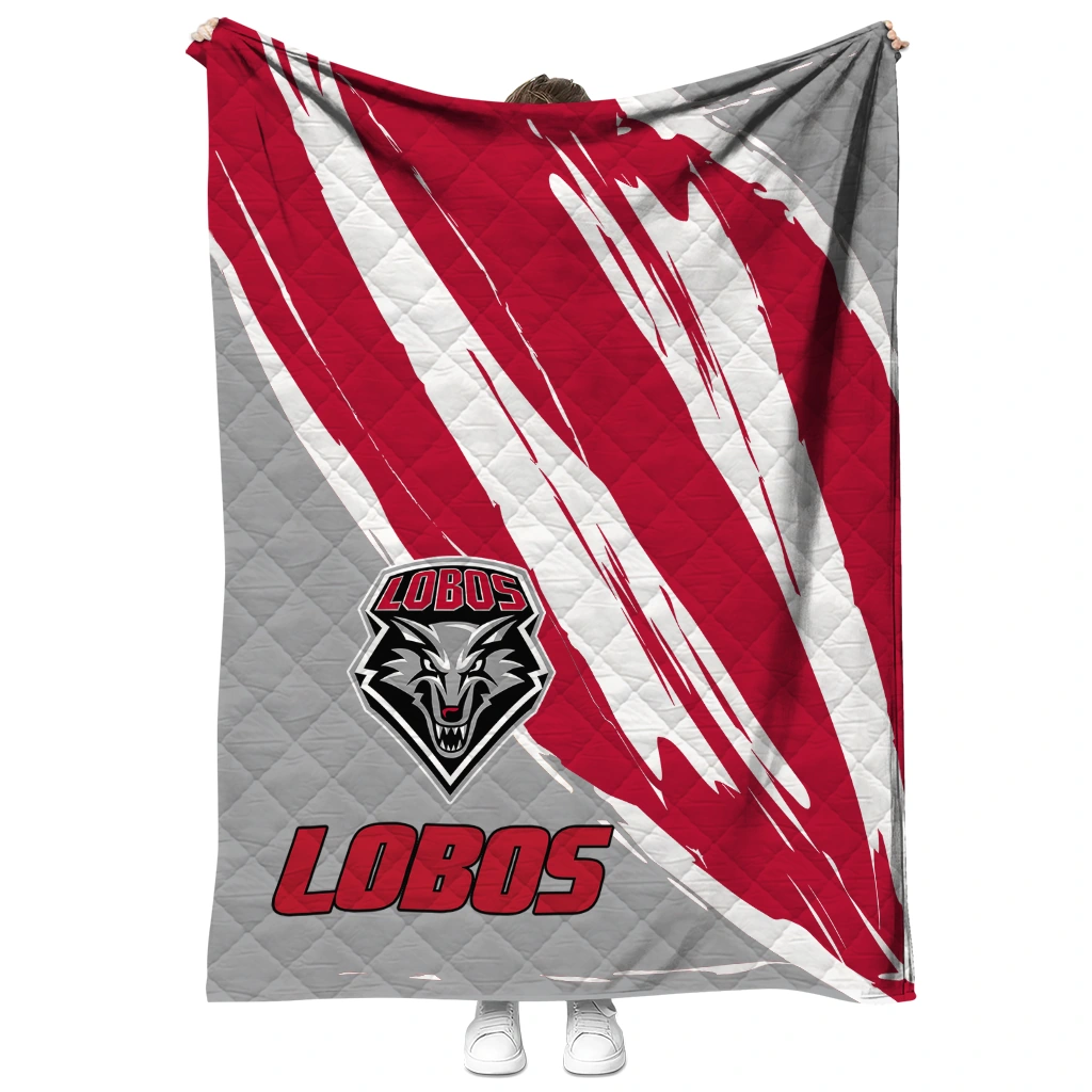 new mexico lobos stroke art red white quilt blanket fashion forward