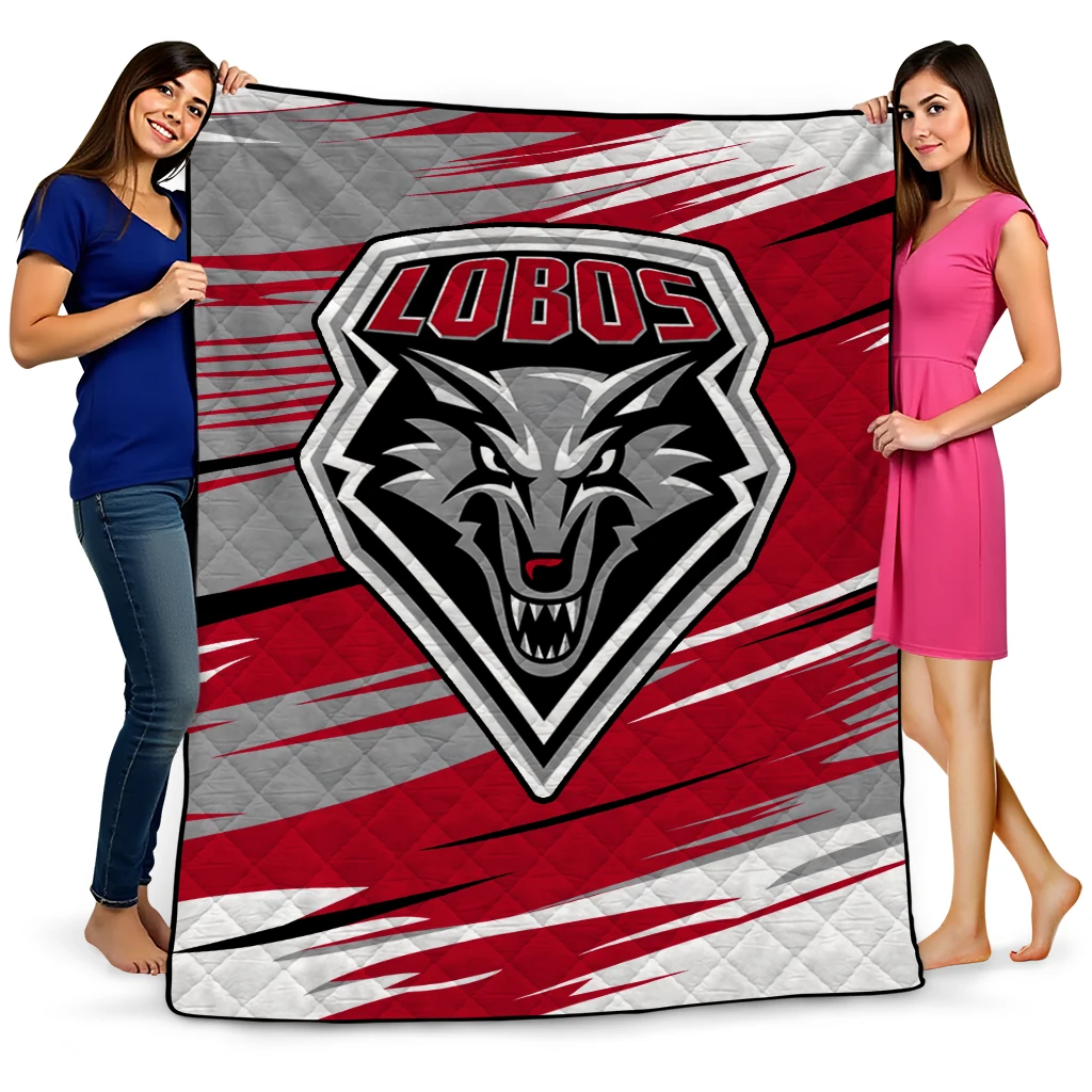 new mexico lobos wild lines red white quilt blanket best selling