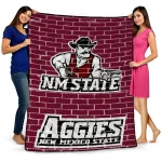 new mexico state aggies brick grid crimson quilt blanket best selling