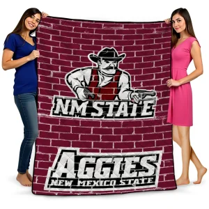 new mexico state aggies brick grid crimson quilt blanket best selling