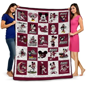 new mexico state aggies mickey mouse motif crimson white quilt blanket best selling