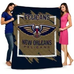 new orleans pelicans block border navy quilt blanket best selling