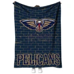 new orleans pelicans brick grid navy quilt blanket best selling
