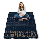 new orleans pelicans brick grid navy quilt blanket best selling
