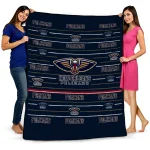 new orleans pelicans handdrawn stripes navy quilt blanket best selling