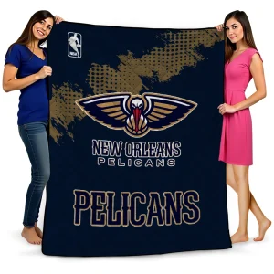 new orleans pelicans nba grunge navy quilt blanket best selling