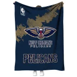 new orleans pelicans nba grunge navy quilt blanket best selling