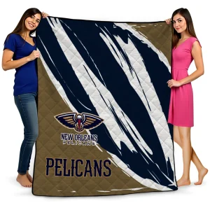 new orleans pelicans stroke art navy white quilt blanket best selling