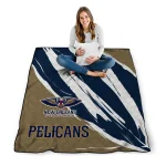new orleans pelicans stroke art navy white quilt blanket best selling