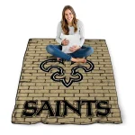 new orleans saints brick grid gold quilt blanket best selling