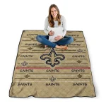 new orleans saints handdrawn stripes gold quilt blanket best selling