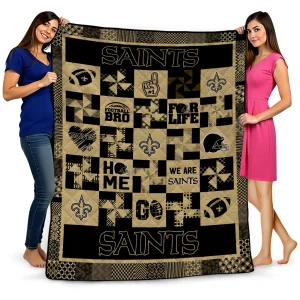 new orleans saints helmet heart gold quilt blanket best selling