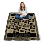 new orleans saints helmet heart gold quilt blanket best selling