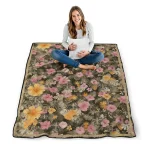 new orleans saints hibiscus foliage gold quilt blanket best selling
