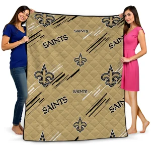 new orleans saints sketch lines gold quilt blanket best selling