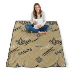 new orleans saints sketch lines gold quilt blanket best selling