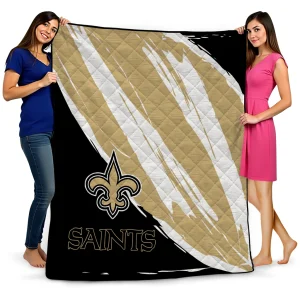 new orleans saints stroke art gold white quilt blanket best selling