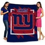 new york giants block border blue quilt blanket best selling
