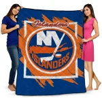 new york islanders block border blue quilt blanket best selling