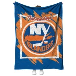 new york islanders block border blue quilt blanket best selling
