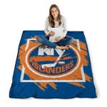 new york islanders block border blue quilt blanket best selling