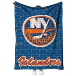 new york islanders brick grid blue quilt blanket best selling
