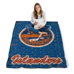 new york islanders brick grid blue quilt blanket best selling