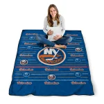 new york islanders handdrawn stripes blue quilt blanket best selling